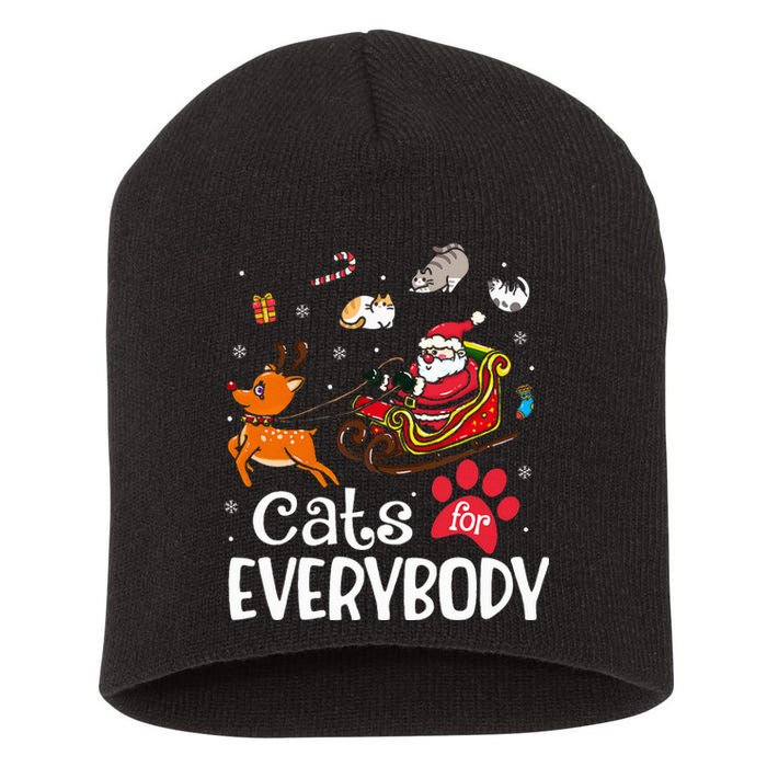 Cats For Everybody Christmas Cat Funny Xmas Women Santa Short Acrylic Beanie