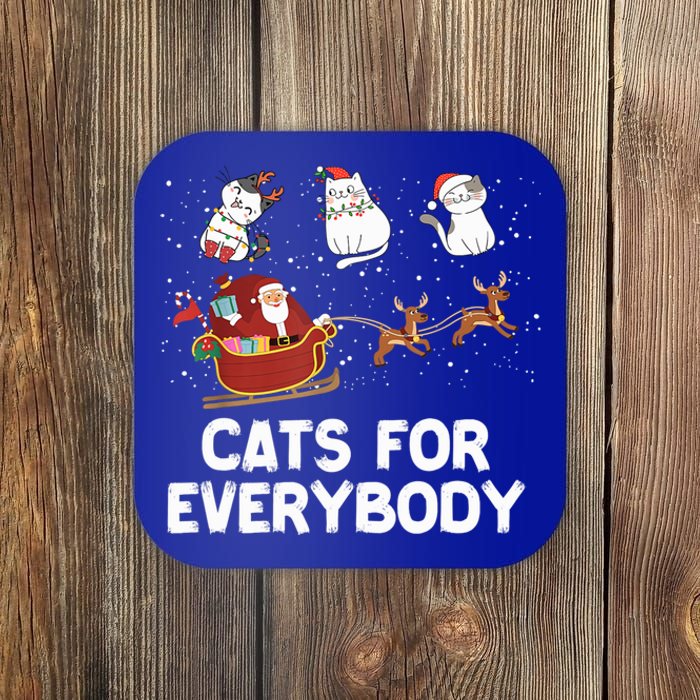 Cats For Everybody Festive Christmas Santa Xmas Funny Ugly Cute Gift Coaster