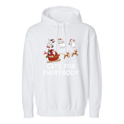 Cats For Everybody Festive Christmas Santa Xmas Funny Ugly Cute Gift Garment-Dyed Fleece Hoodie