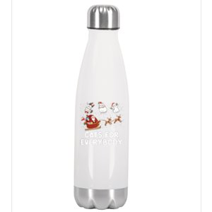 Cats For Everybody Festive Christmas Santa Xmas Funny Ugly Cute Gift Stainless Steel Insulated Water Bottle