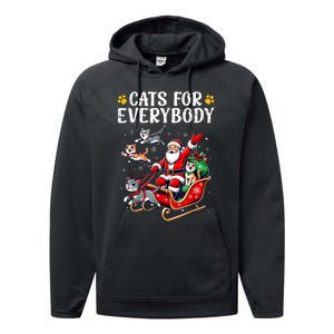 Cats For Everybody Christmas Cat Funny Xmas Women Santa Performance Fleece Hoodie