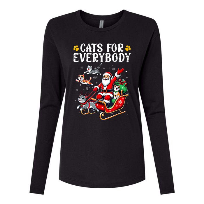 Cats For Everybody Christmas Cat Funny Xmas Women Santa Womens Cotton Relaxed Long Sleeve T-Shirt