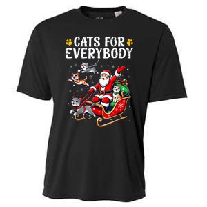 Cats For Everybody Christmas Cat Funny Xmas Women Santa Cooling Performance Crew T-Shirt