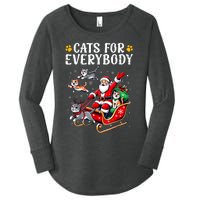 Cats For Everybody Christmas Cat Funny Xmas Women Santa Women's Perfect Tri Tunic Long Sleeve Shirt