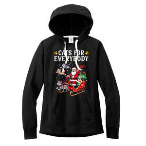 Cats For Everybody Christmas Cat Funny Xmas Women Santa Women's Fleece Hoodie