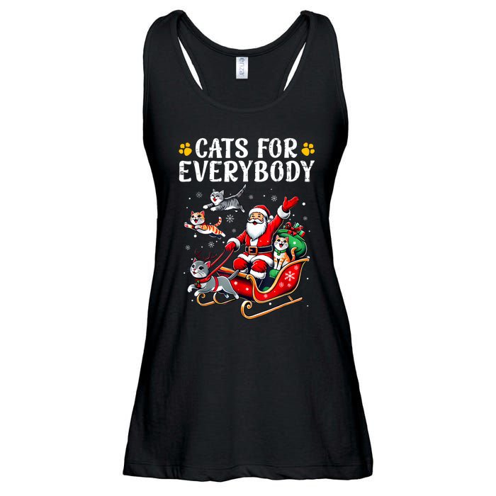 Cats For Everybody Christmas Cat Funny Xmas Women Santa Ladies Essential Flowy Tank