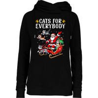 Cats For Everybody Christmas Cat Funny Xmas Women Santa Womens Funnel Neck Pullover Hood