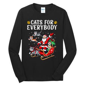 Cats For Everybody Christmas Cat Funny Xmas Women Santa Tall Long Sleeve T-Shirt