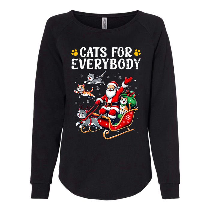 Cats For Everybody Christmas Cat Funny Xmas Women Santa Womens California Wash Sweatshirt