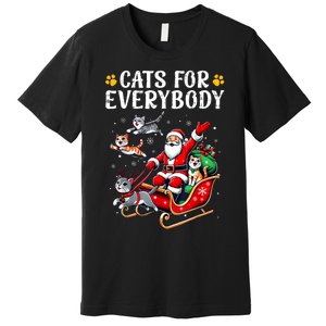 Cats For Everybody Christmas Cat Funny Xmas Women Santa Premium T-Shirt