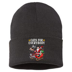 Cats For Everybody Christmas Cat Funny Xmas Women Santa Sustainable Knit Beanie