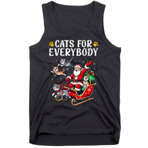 Cats For Everybody Christmas Cat Funny Xmas Women Santa Tank Top