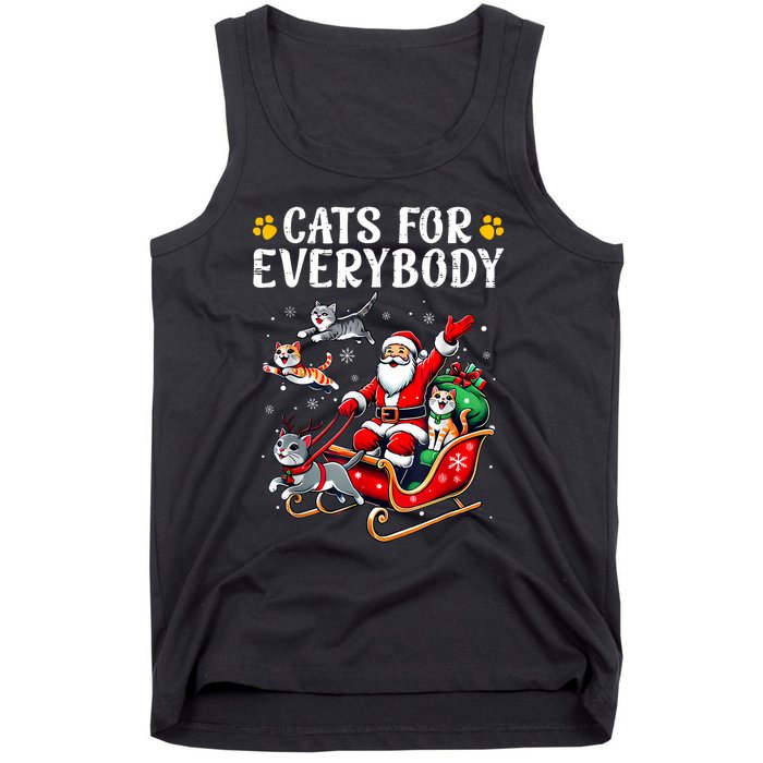 Cats For Everybody Christmas Cat Funny Xmas Women Santa Tank Top