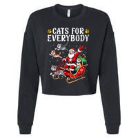 Cats For Everybody Christmas Cat Funny Xmas Women Santa Cropped Pullover Crew