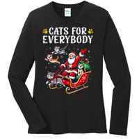 Cats For Everybody Christmas Cat Funny Xmas Women Santa Ladies Long Sleeve Shirt