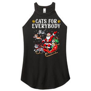 Cats For Everybody Christmas Cat Funny Xmas Women Santa Women's Perfect Tri Rocker Tank