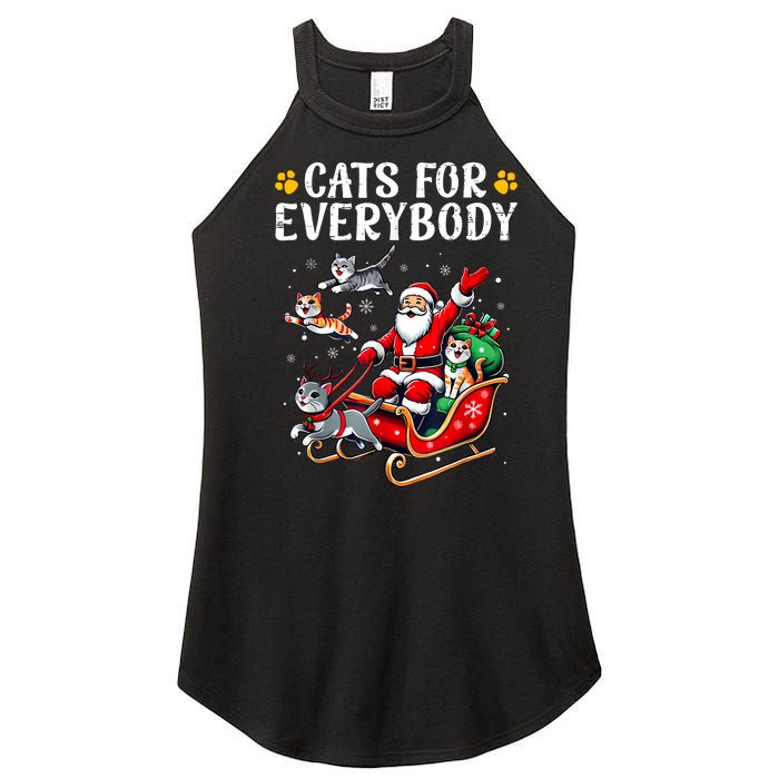 Cats For Everybody Christmas Cat Funny Xmas Women Santa Women's Perfect Tri Rocker Tank