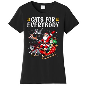 Cats For Everybody Christmas Cat Funny Xmas Women Santa Women's T-Shirt