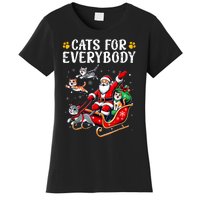 Cats For Everybody Christmas Cat Funny Xmas Women Santa Women's T-Shirt