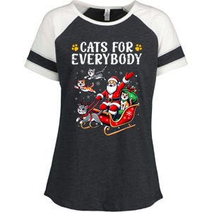 Cats For Everybody Christmas Cat Funny Xmas Women Santa Enza Ladies Jersey Colorblock Tee