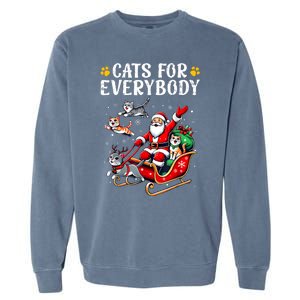 Cats For Everybody Christmas Cat Funny Xmas Women Santa Garment-Dyed Sweatshirt