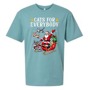 Cats For Everybody Christmas Cat Funny Xmas Women Santa Sueded Cloud Jersey T-Shirt