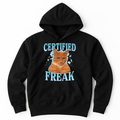 Certified Freak Eat Cement Cursed Cat Funny Cat Meme Hoodie