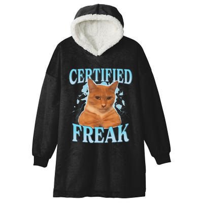 Certified Freak Eat Cement Cursed Cat Funny Cat Meme Hooded Wearable Blanket