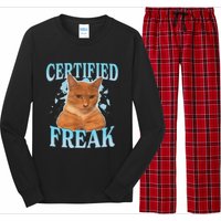 Certified Freak Eat Cement Cursed Cat Funny Cat Meme Long Sleeve Pajama Set