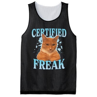 Certified Freak Eat Cement Cursed Cat Funny Cat Meme Mesh Reversible Basketball Jersey Tank