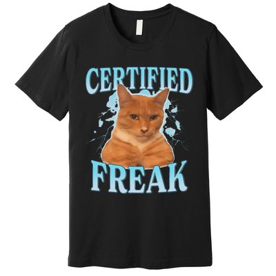 Certified Freak Eat Cement Cursed Cat Funny Cat Meme Premium T-Shirt