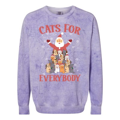 Cats For Everybody Funny Cat Santa Christmas Merry Catmas Funny Gift Colorblast Crewneck Sweatshirt