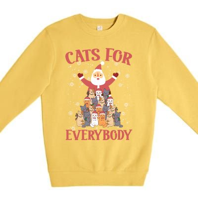 Cats For Everybody Funny Cat Santa Christmas Merry Catmas Funny Gift Premium Crewneck Sweatshirt