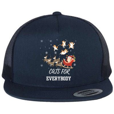 Cats For Everybody Xmas Christmas Funny Santa Gift Flat Bill Trucker Hat