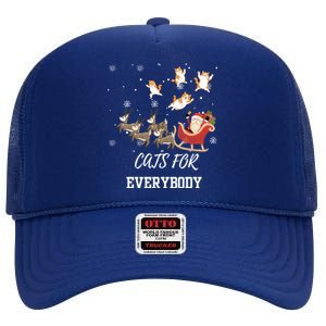 Cats For Everybody Xmas Christmas Funny Santa Gift High Crown Mesh Back Trucker Hat