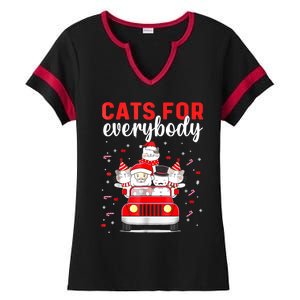 Cats For Everybody Funny Christmas Santa Cat Pet Lover Funny Gift Ladies Halftime Notch Neck Tee