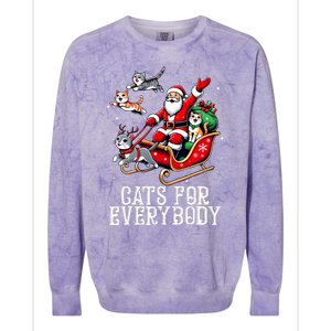 Cats For Everybody Christmas Cat Funny Xmas Santa Colorblast Crewneck Sweatshirt