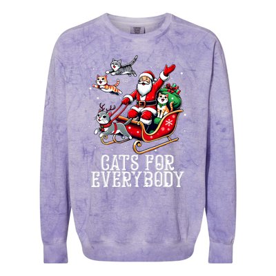 Cats For Everybody Christmas Cat Funny Xmas Santa Colorblast Crewneck Sweatshirt