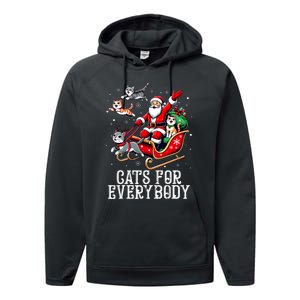 Cats For Everybody Christmas Cat Funny Xmas Santa Performance Fleece Hoodie