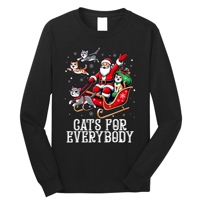 Cats For Everybody Christmas Cat Funny Xmas Santa Long Sleeve Shirt