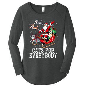 Cats For Everybody Christmas Cat Funny Xmas Santa Women's Perfect Tri Tunic Long Sleeve Shirt