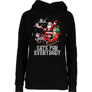 Cats For Everybody Christmas Cat Funny Xmas Santa Womens Funnel Neck Pullover Hood