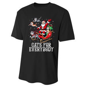 Cats For Everybody Christmas Cat Funny Xmas Santa Performance Sprint T-Shirt