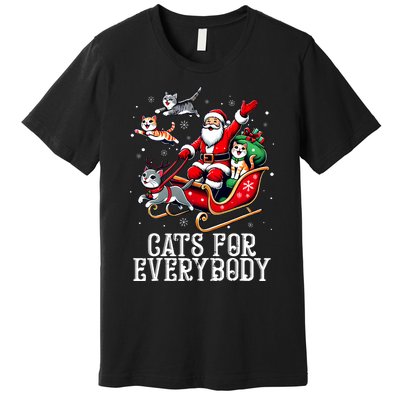 Cats For Everybody Christmas Cat Funny Xmas Santa Premium T-Shirt