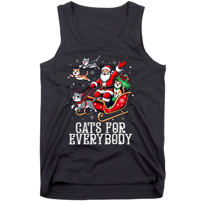 Cats For Everybody Christmas Cat Funny Xmas Santa Tank Top