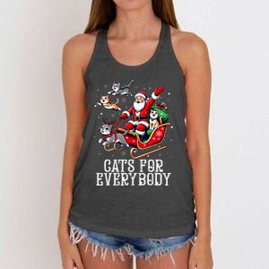 Cats For Everybody Christmas Cat Funny Xmas Santa Women's Knotted Racerback Tank