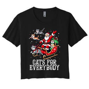 Cats For Everybody Christmas Cat Funny Xmas Santa Women's Crop Top Tee