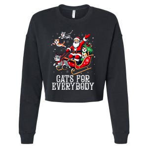 Cats For Everybody Christmas Cat Funny Xmas Santa Cropped Pullover Crew