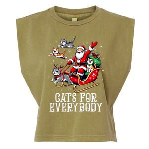 Cats For Everybody Christmas Cat Funny Xmas Santa Garment-Dyed Women's Muscle Tee