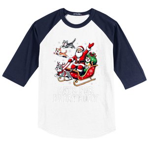 Cats For Everybody Christmas Cat Funny Xmas Santa Baseball Sleeve Shirt